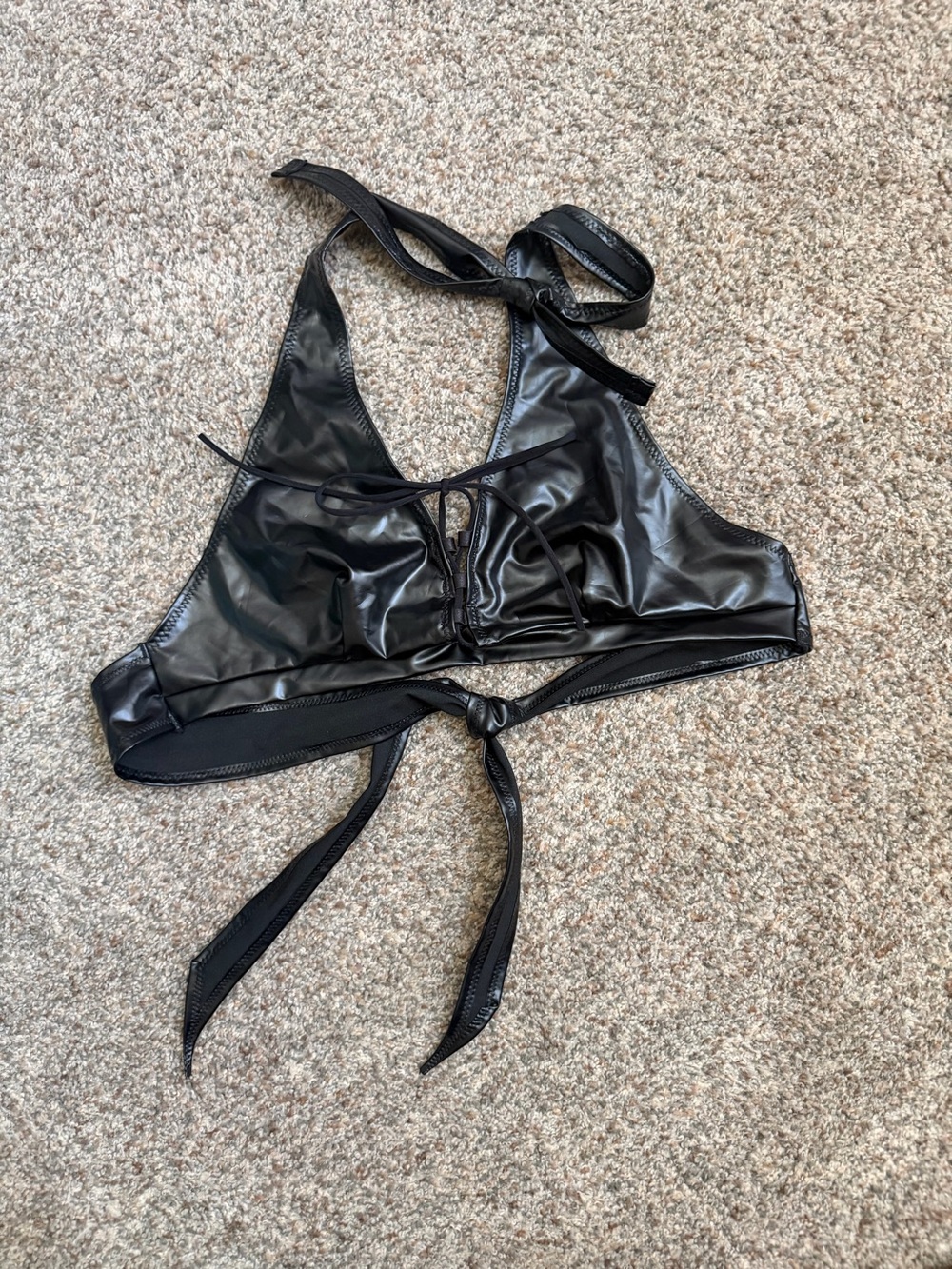 Faux Leather Two-Piece Halter Set Rave Wear